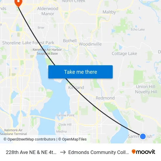 228th Ave NE & NE 4th St to Edmonds Community College map