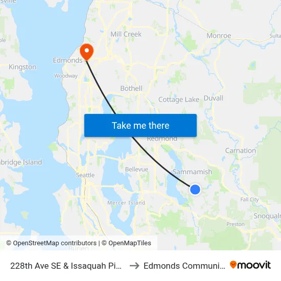 228th Ave SE & Issaquah Pine Lake Rd SE to Edmonds Community College map