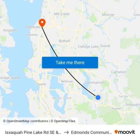 Issaquah Pine Lake Rd SE & SE 47th Way to Edmonds Community College map