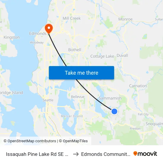 Issaquah Pine Lake Rd SE & SE 37th Pl to Edmonds Community College map