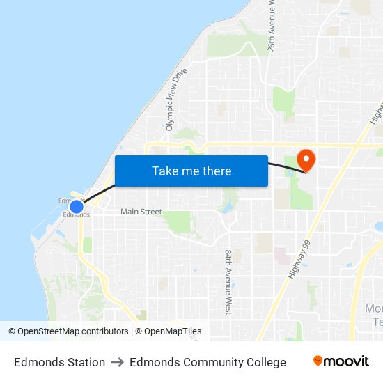Edmonds Station to Edmonds Community College map