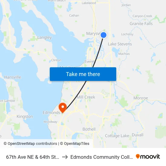 67th Ave NE & 64th St NE to Edmonds Community College map