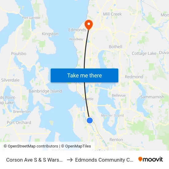 Corson Ave S & S Warsaw St to Edmonds Community College map