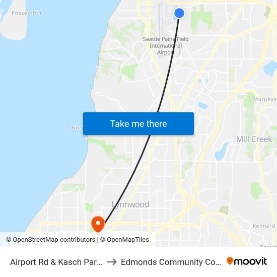 Airport Rd & Kasch Park Rd to Edmonds Community College map