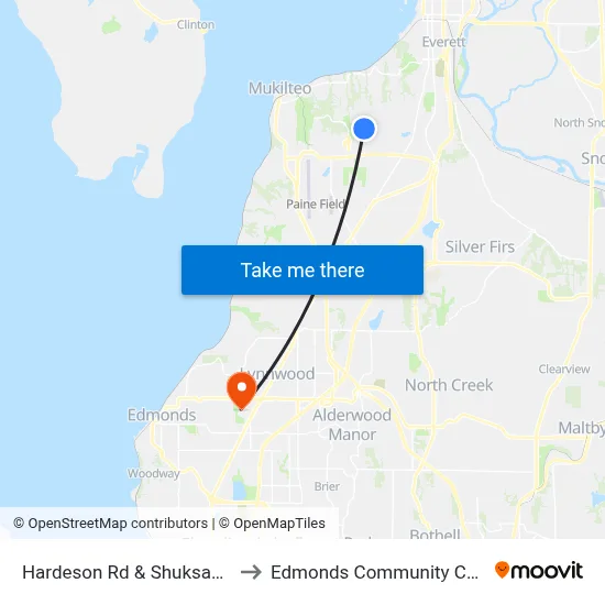 Hardeson Rd & Shuksan Way to Edmonds Community College map
