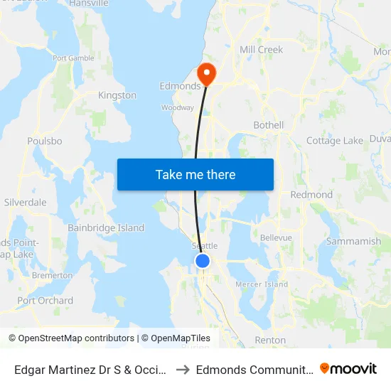 Edgar Martinez Dr S & Occidental Ave S to Edmonds Community College map