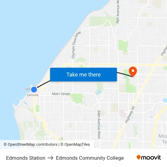 Edmonds Station to Edmonds Community College map