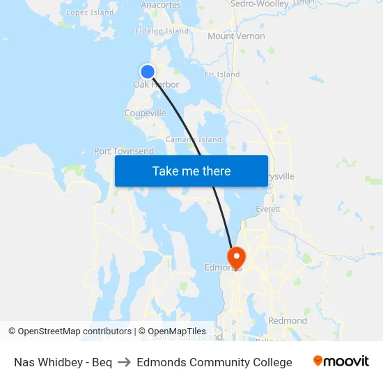 Nas Whidbey - Beq to Edmonds Community College map