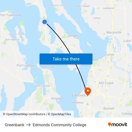 Greenbank to Edmonds Community College map