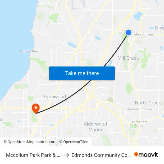 Mccollum Park Park & Ride to Edmonds Community College map