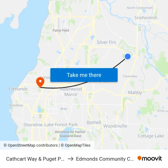 Cathcart Way & Puget Park Dr to Edmonds Community College map