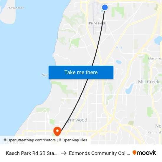 Kasch Park Rd SB Station to Edmonds Community College map