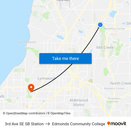 3rd Ave SE SB Station to Edmonds Community College map