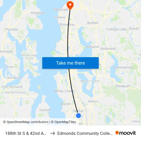 188th St S & 42nd Av S to Edmonds Community College map