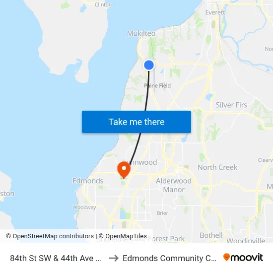 84th St SW & 44th Ave W - Eb to Edmonds Community College map