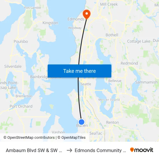 Ambaum Blvd SW & SW 128th St to Edmonds Community College map