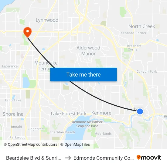 Beardslee Blvd & Sunrise Dr to Edmonds Community College map