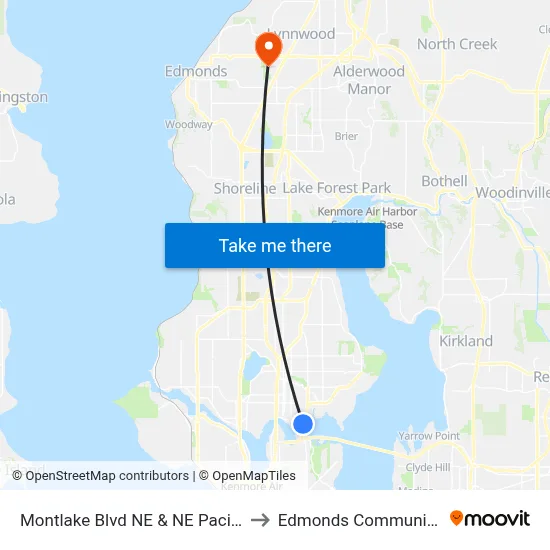 Montlake Blvd NE & NE Pacific Pl - Bay 3 to Edmonds Community College map