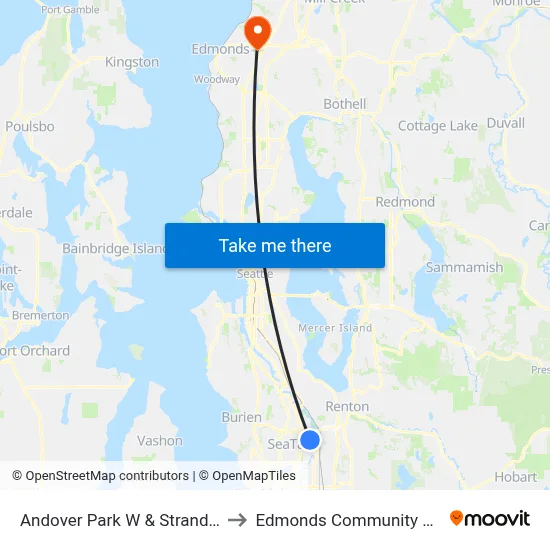 Andover Park W & Strander Blvd to Edmonds Community College map