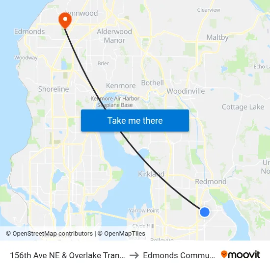 156th Ave NE & Overlake Transit Center - Bay 7 to Edmonds Community College map