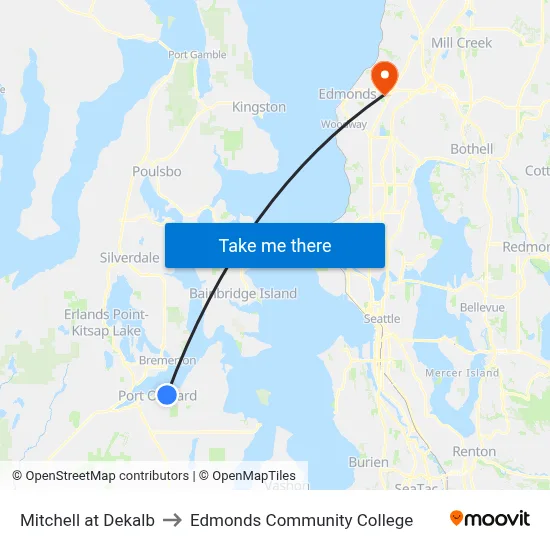 Mitchell at Dekalb to Edmonds Community College map