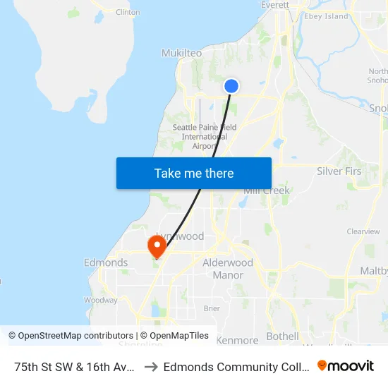 75th St SW & 16th Ave W to Edmonds Community College map