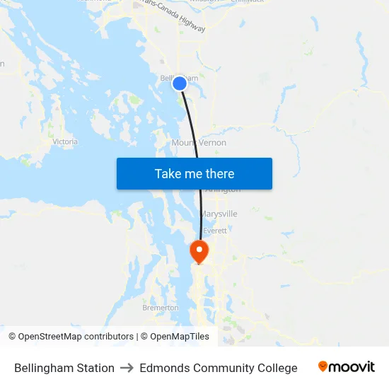 Bellingham Station to Edmonds Community College map