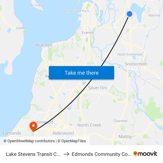 Lake Stevens Transit Center to Edmonds Community College map