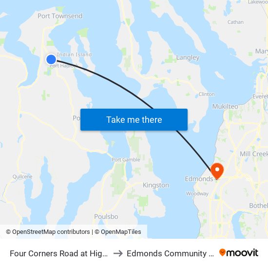 Four Corners Road at Highway 19 to Edmonds Community College map
