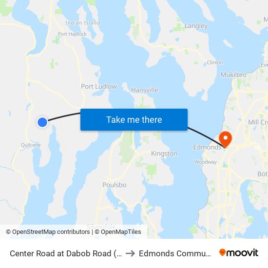 Center Road at Dabob Road (Milepost 11.7) to Edmonds Community College map