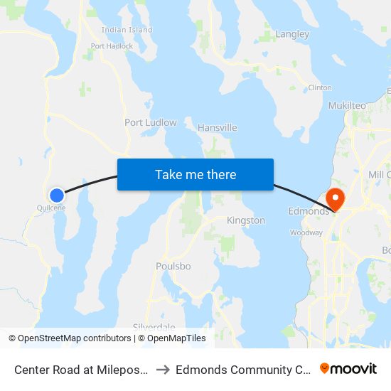 Center Road at Milepost 13.8 to Edmonds Community College map