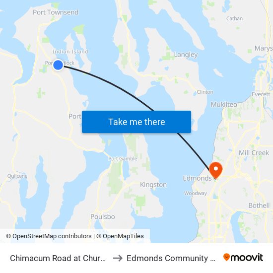 Chimacum Road at Church Lane to Edmonds Community College map