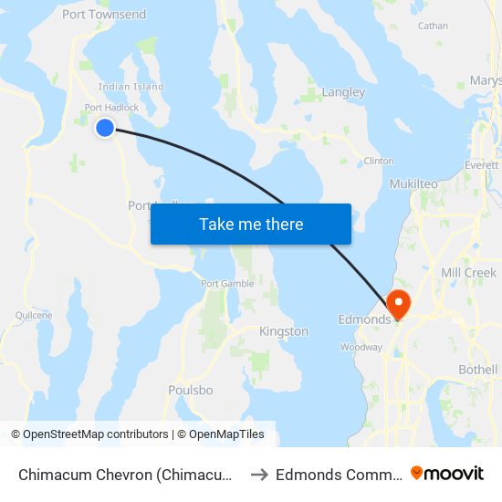 Chimacum Chevron (Chimacum Road at Highway 19) to Edmonds Community College map