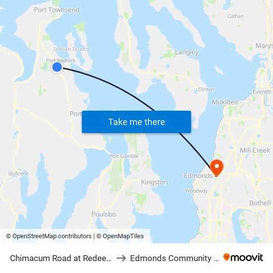 Chimacum Road at Redeemer Way to Edmonds Community College map