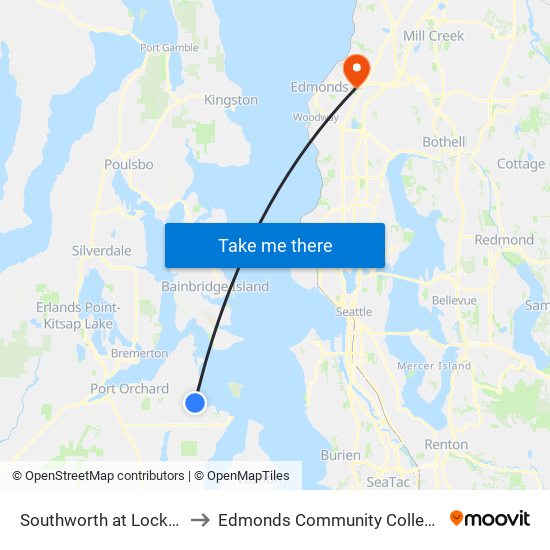 Southworth at Locker to Edmonds Community College map