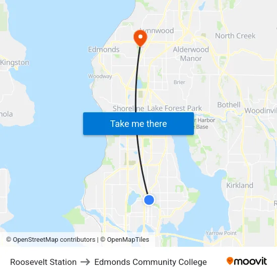 Roosevelt Station to Edmonds Community College map