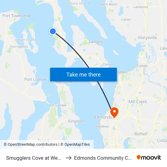 Smugglers Cove at Westcliff to Edmonds Community College map