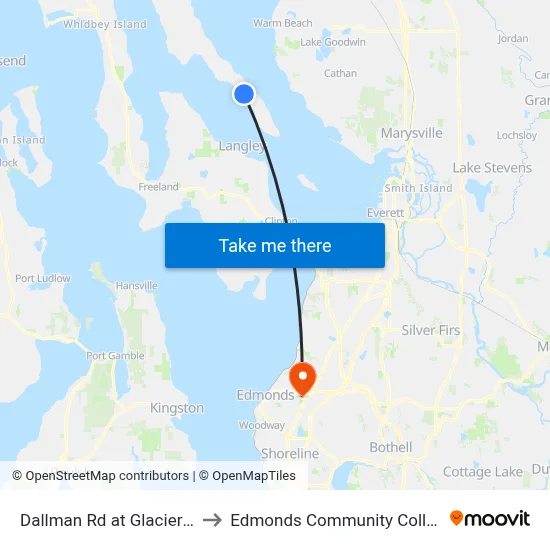 Dallman Rd at Glacier Ln to Edmonds Community College map