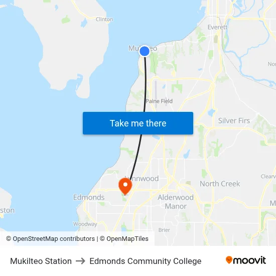 Mukilteo Station to Edmonds Community College map