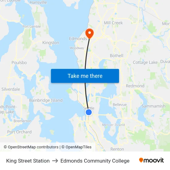 King Street Station to Edmonds Community College map
