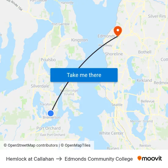 Hemlock at Callahan to Edmonds Community College map