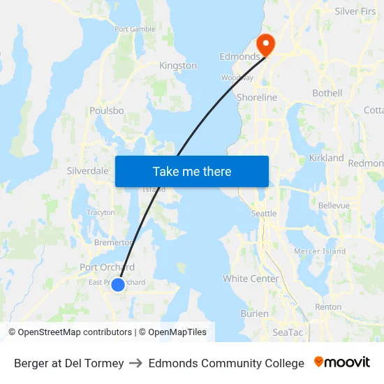 Berger at Del Tormey to Edmonds Community College map