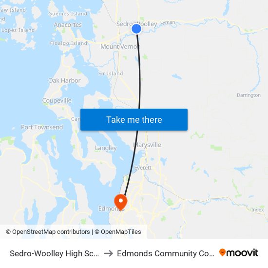 Sedro-Woolley High School to Edmonds Community College map