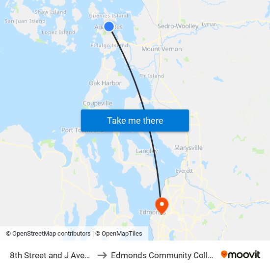 8th Street and J Avenue to Edmonds Community College map