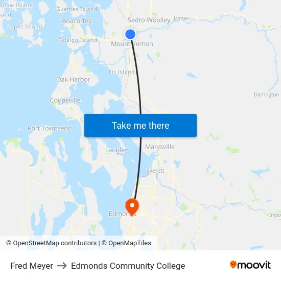 Fred Meyer to Edmonds Community College map