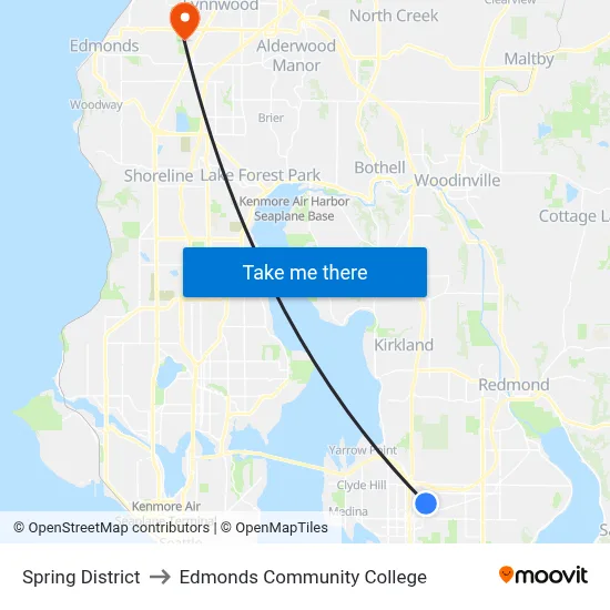 Spring District to Edmonds Community College map