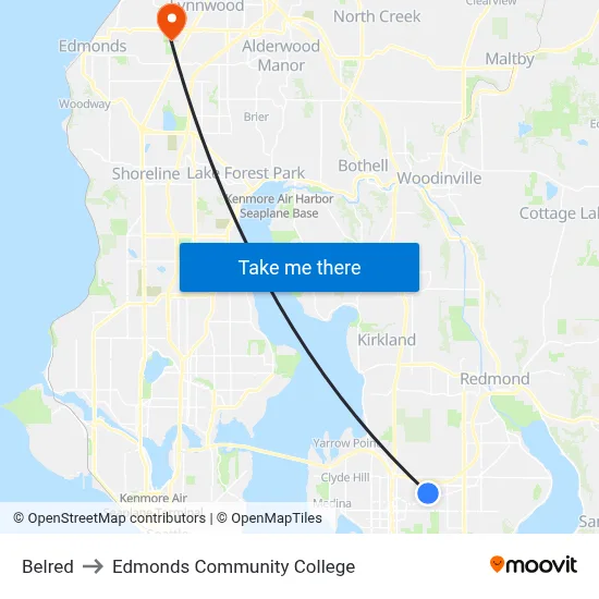 Belred to Edmonds Community College map