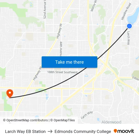 Larch Way EB Station to Edmonds Community College map