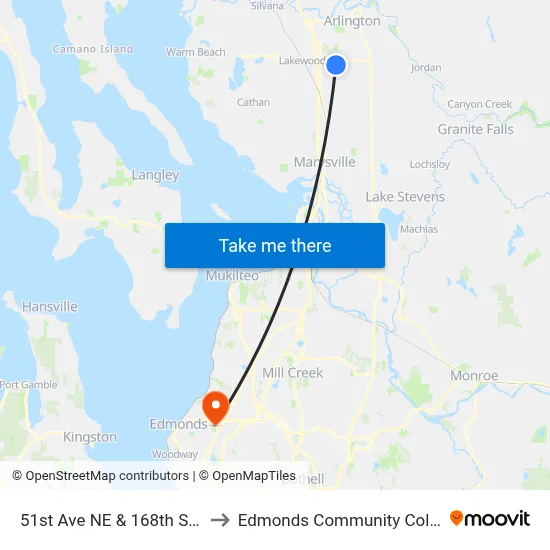 51st Ave NE & 168th St NE to Edmonds Community College map