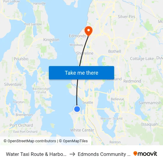 Water Taxi Route & Harbor Ave Sw to Edmonds Community College map